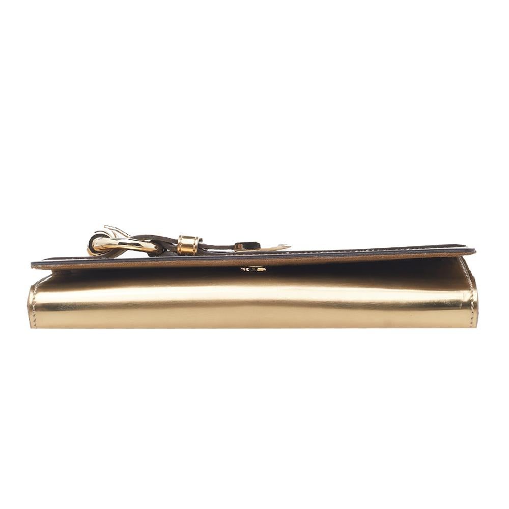 Women's Gucci Gold Leather Lady Buckle Clutch