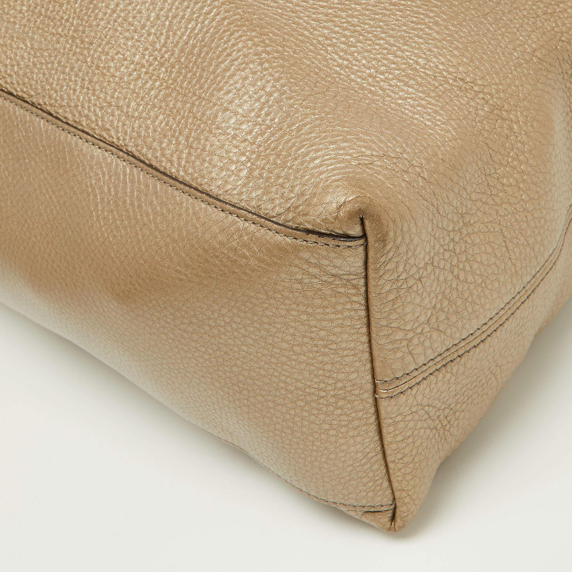 Brown Gucci Gold Leather Medium Soho Chain Shoulder Bag