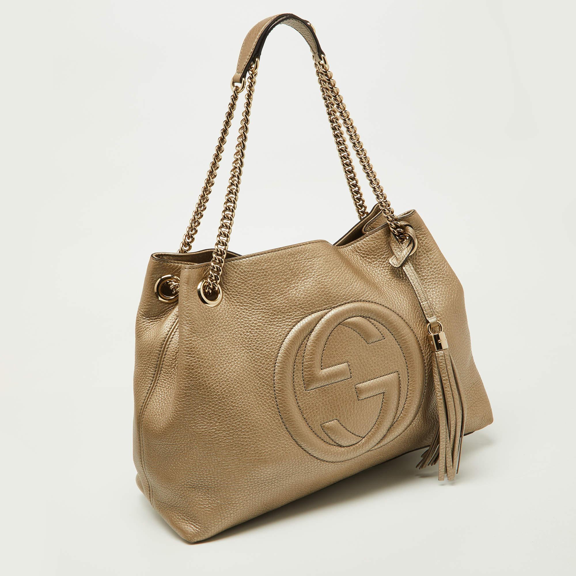 Gucci Gold Leather Medium Soho Chain Shoulder Bag 1