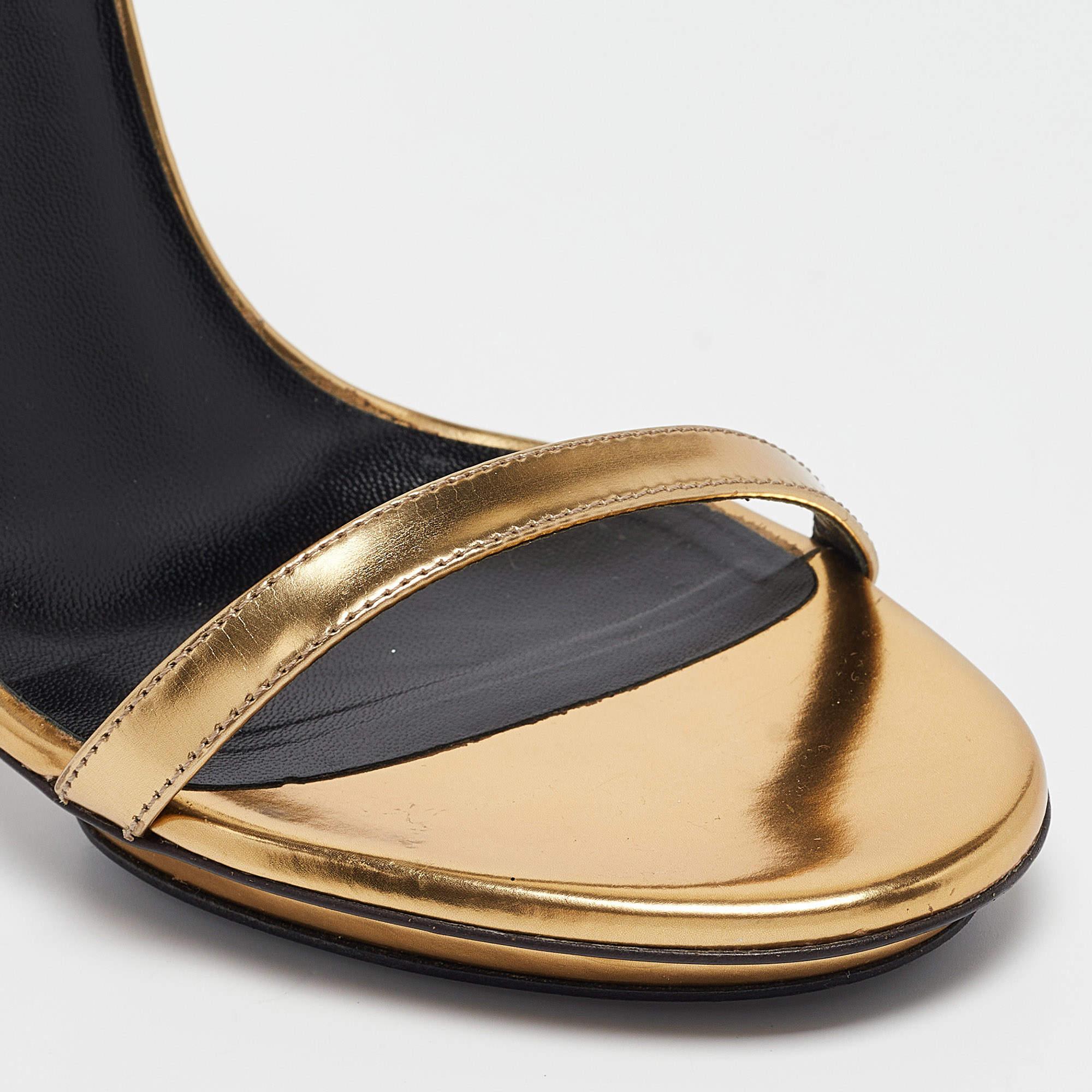 Gucci Gold Leather Open Toe Bamboo Sandals Size 38 3