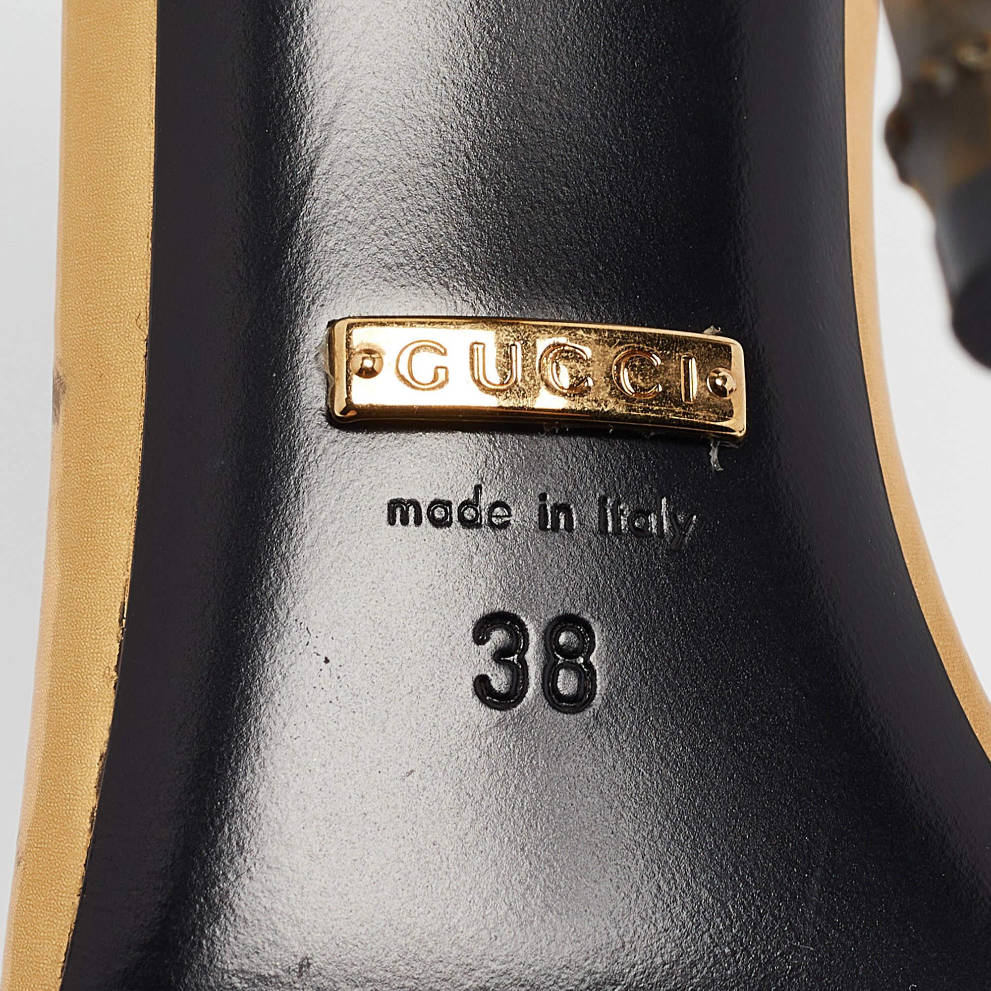 Gucci Gold Leather Open Toe Bamboo Sandals Size 38 4
