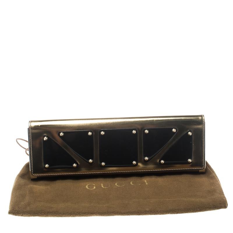 Gucci Gold Leather Romy Clutch 4