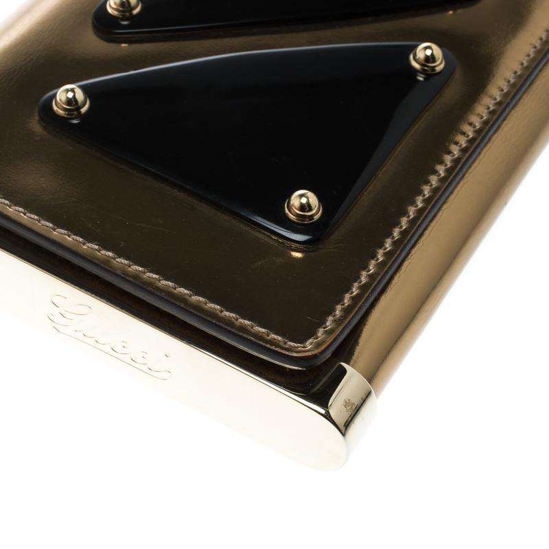Gucci Gold Leather Romy Clutch 5