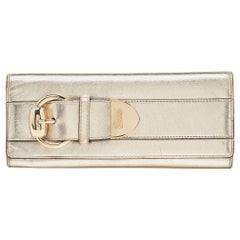 Used Gucci Gold Leather Romy Clutch