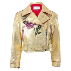 Gucci Gold Leather Short Biker Jacket size IT40