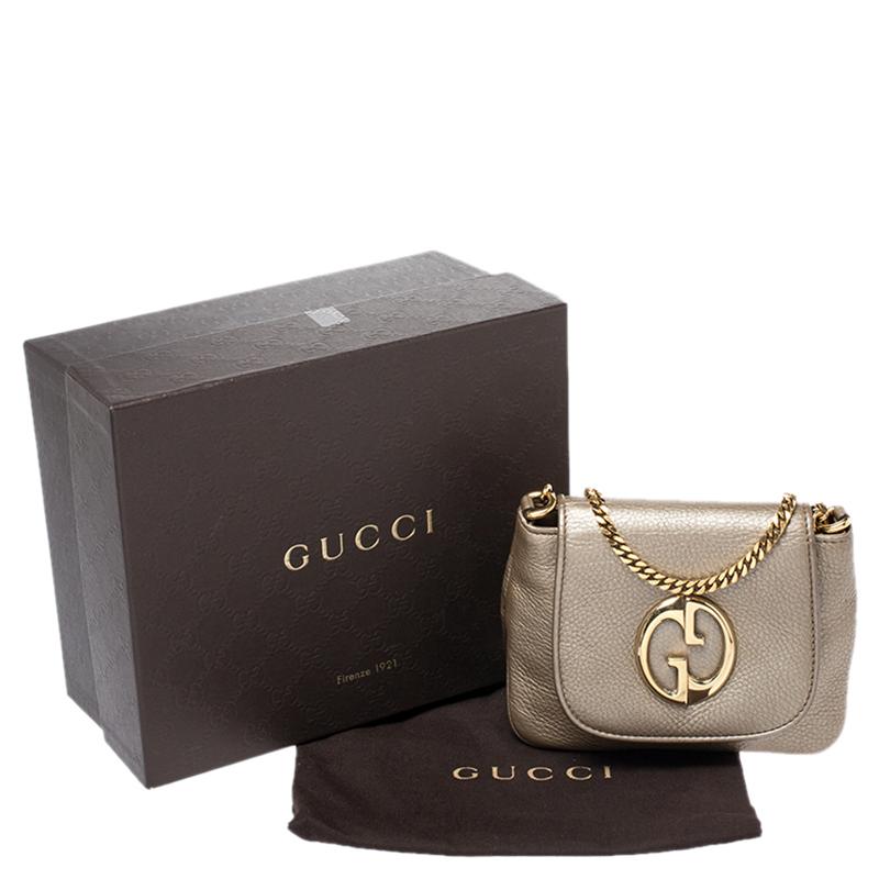Gucci Gold Leather Small 1973 Chain Crossbody Bag 6