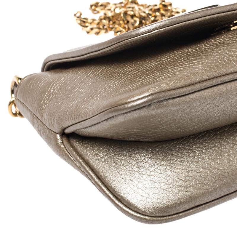 Gucci Gold Leather Small 1973 Chain Crossbody Bag 1