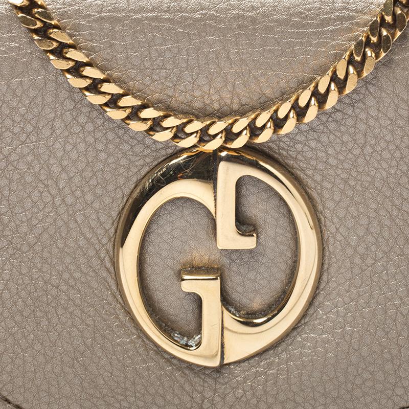 Gucci Gold Leather Small 1973 Chain Crossbody Bag 2