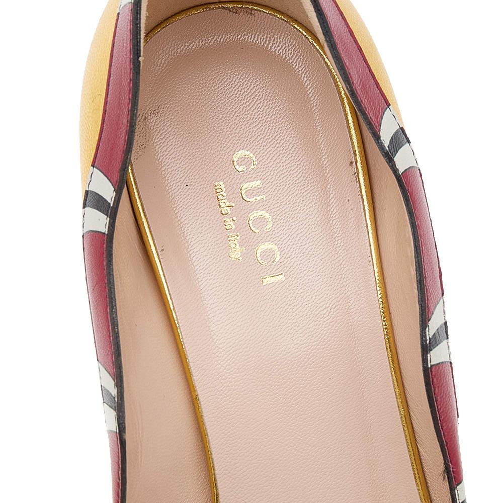 Gucci Gold Leather Yoko Snake High Heel Pumps Size 37.5 2
