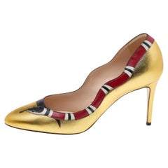 Gucci Pumps con tacco alto in pelle oro Yoko Snake misura 37,5
