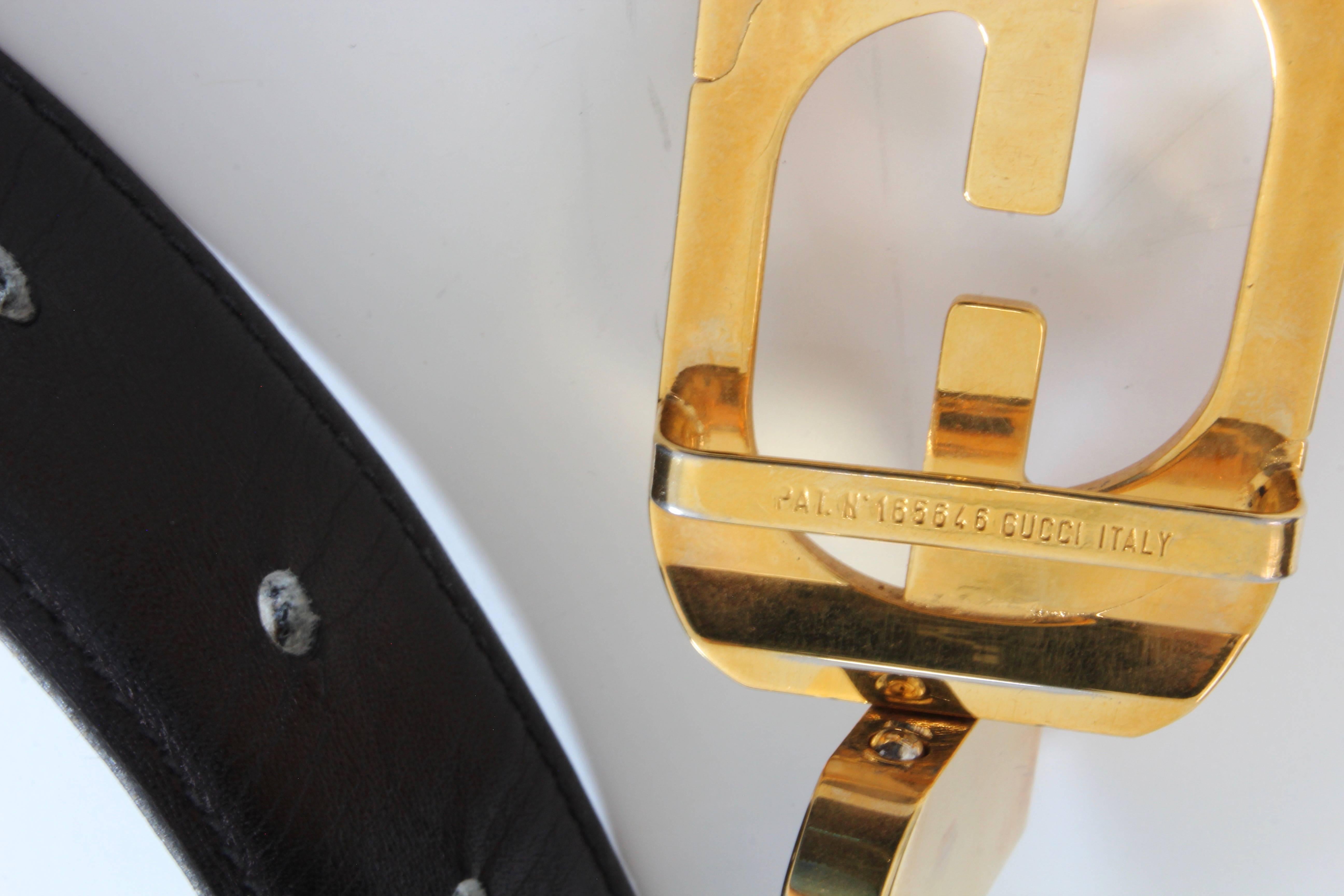 Women's or Men's Gucci Gold Logo Belt Reversible Leather Belt Strap Brown Black 24in - 28in