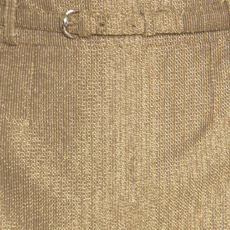 Brown Gucci Gold Lurex Knit Belted Mini Skirt M