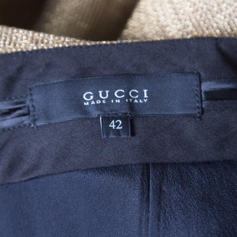Gucci Gold Lurex Knit Belted Mini Skirt M In Excellent Condition In Dubai, Al Qouz 2