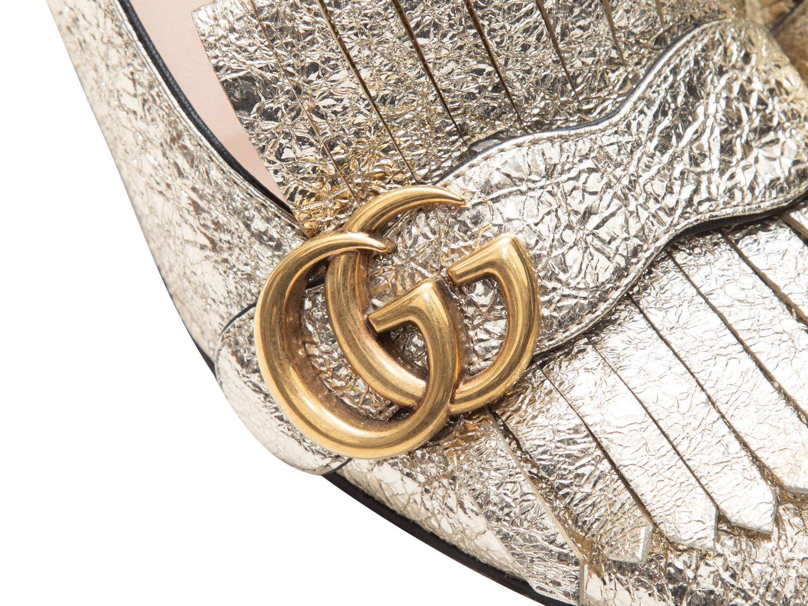 Women's Gucci Gold Marmont Metallic GG Pumps