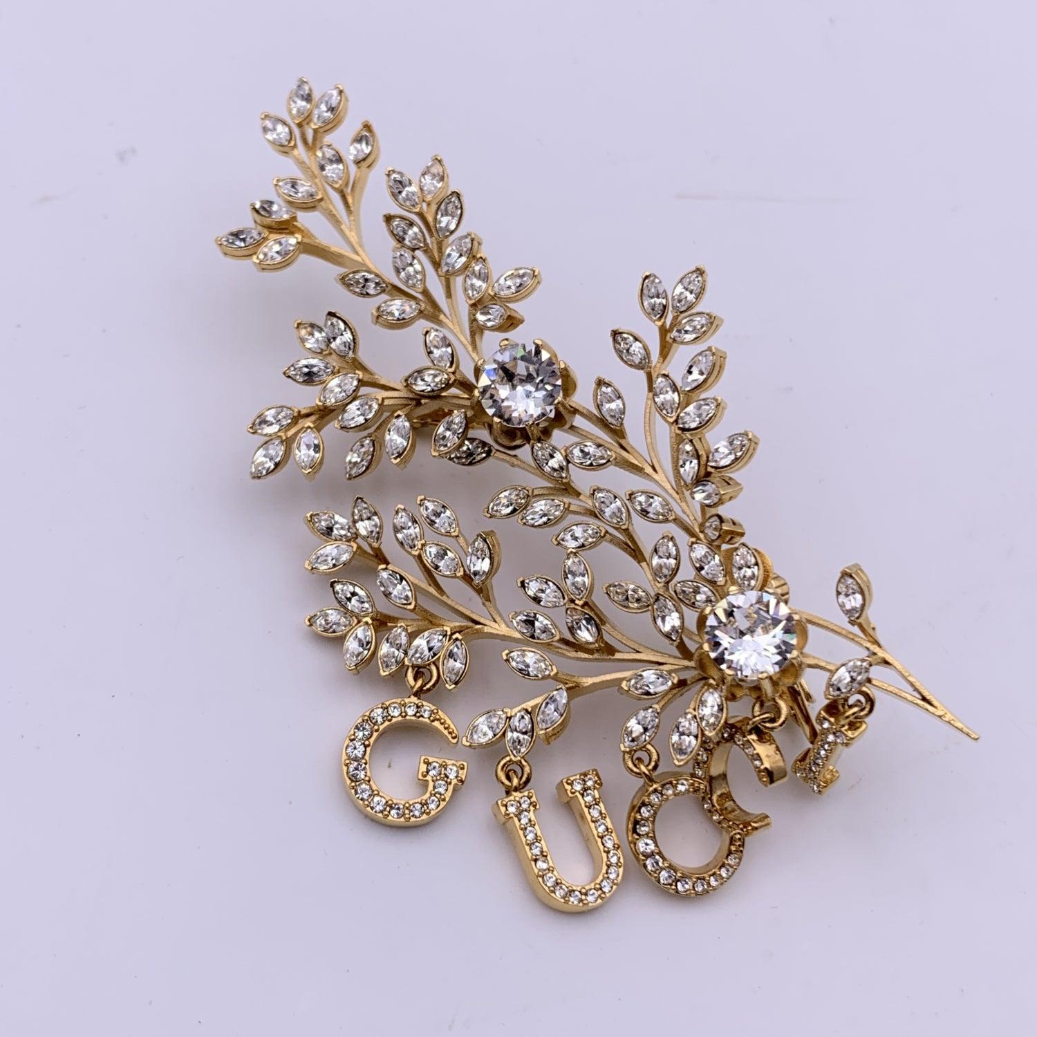 Gucci Gold Metal and Crystal Single Earring Ear Cuff In Excellent Condition In Rome, Rome