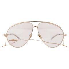 GUCCI gold metal AVIATOR Sunglasses w CHAIN GG1654S