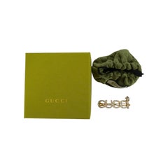 Gucci Gold Metal Crystal Embelleished Logo Hair Clip Barrette