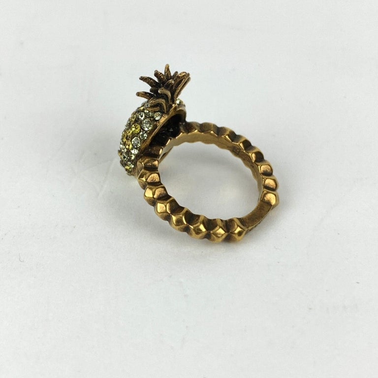 Gucci Gold Metal Embellished Crystal Pineapple Ring Size M Never Worn For  Sale at 1stDibs | gucci pineapple ring, pineapple gucci necklace, pineapple  gucci ring