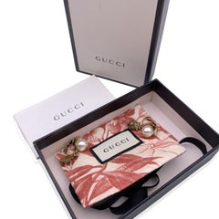 Gucci Gold Metal Faux Pearl Tiger Head and Crystal Clip On Earrings