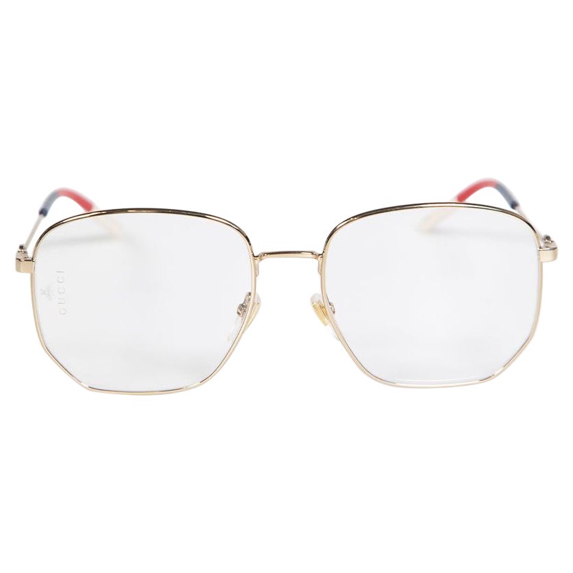 Gucci Gold Metal Frame Web Glasses