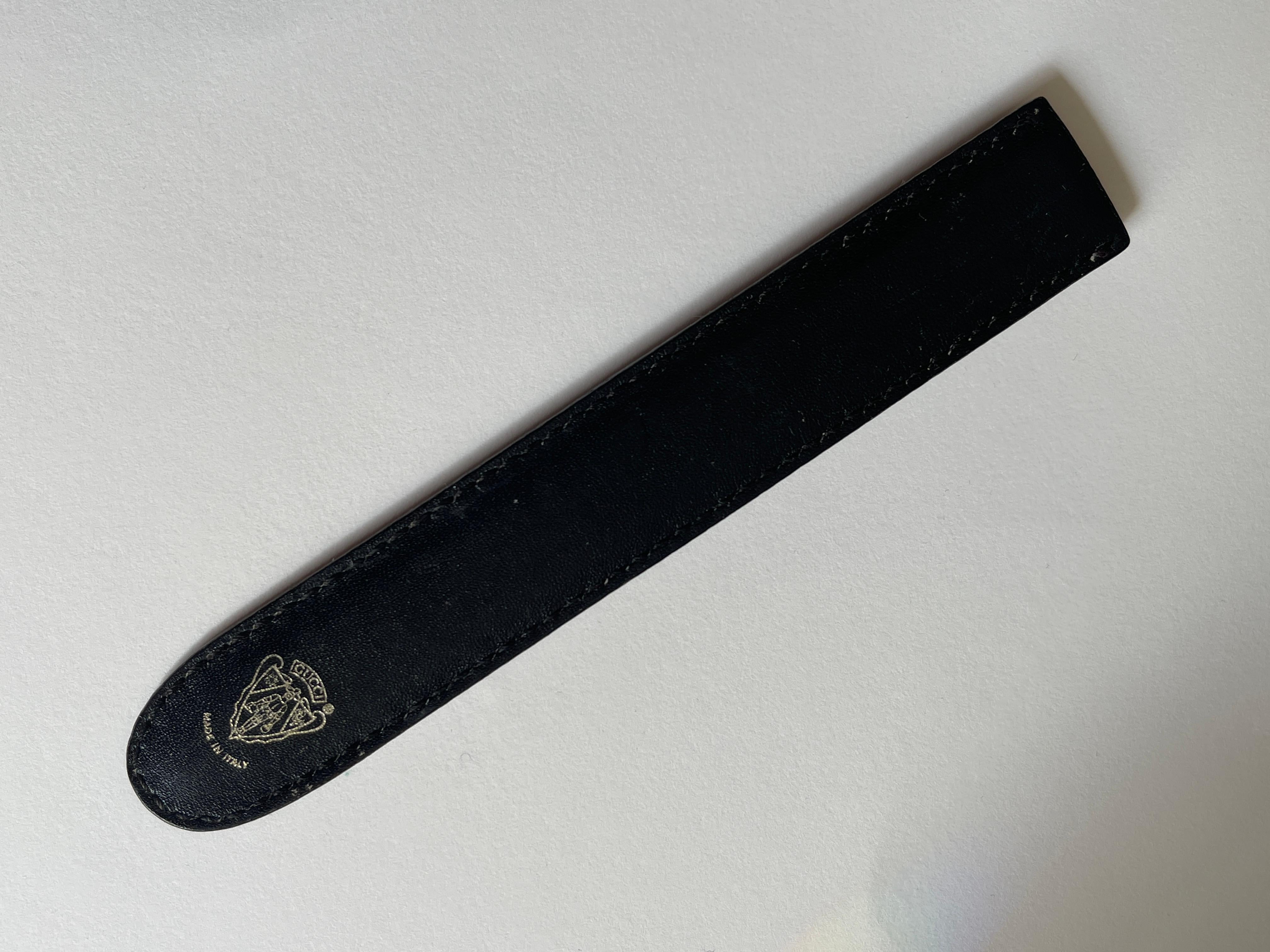 Gucci Gold Metal Letter Opener in Black Leather Case For Sale 2