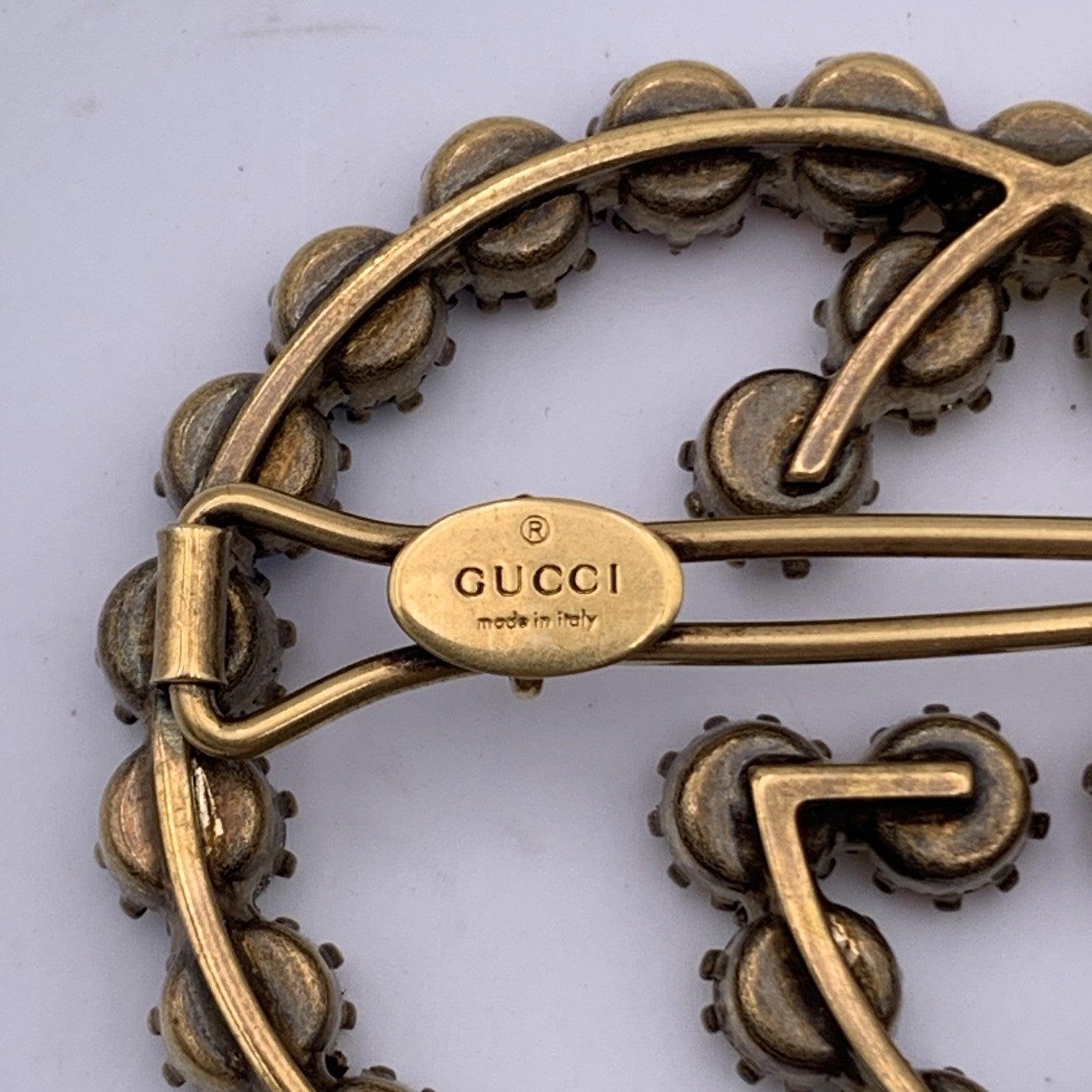 Women's Gucci Gold Metal Multicolor Crystals GG Logo Hair Clip