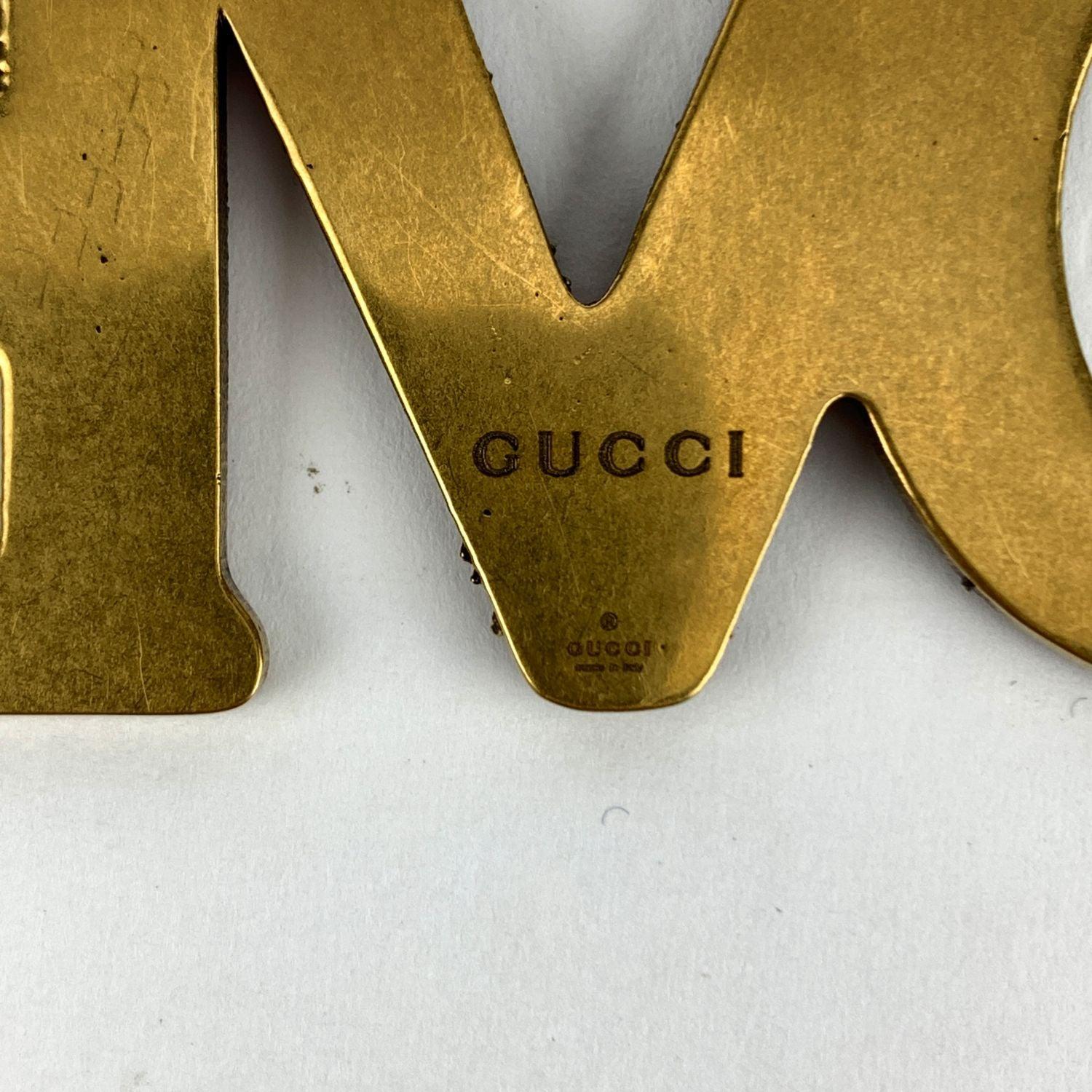 Gucci Gold Metal Necklace with Loved Pendant Multicolor Crystals For Sale 1