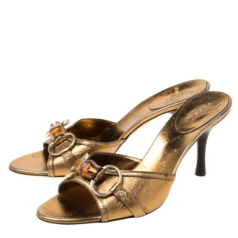gucci leather heeled slides