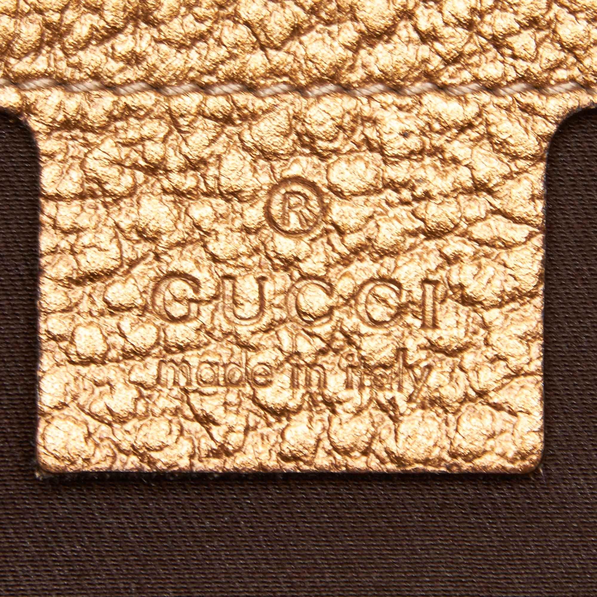 Gucci Gold Metallic Leather Horsebit Crossbody 1