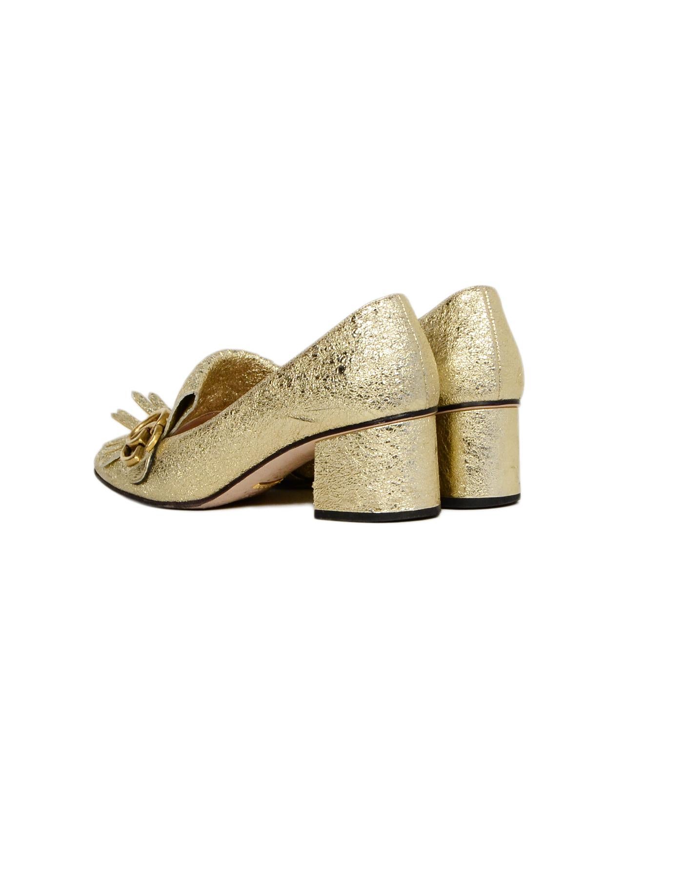gucci gold loafer heels