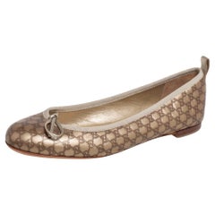 Gucci Gold Microguccissima Leather Bow Ballet Flats Size 37