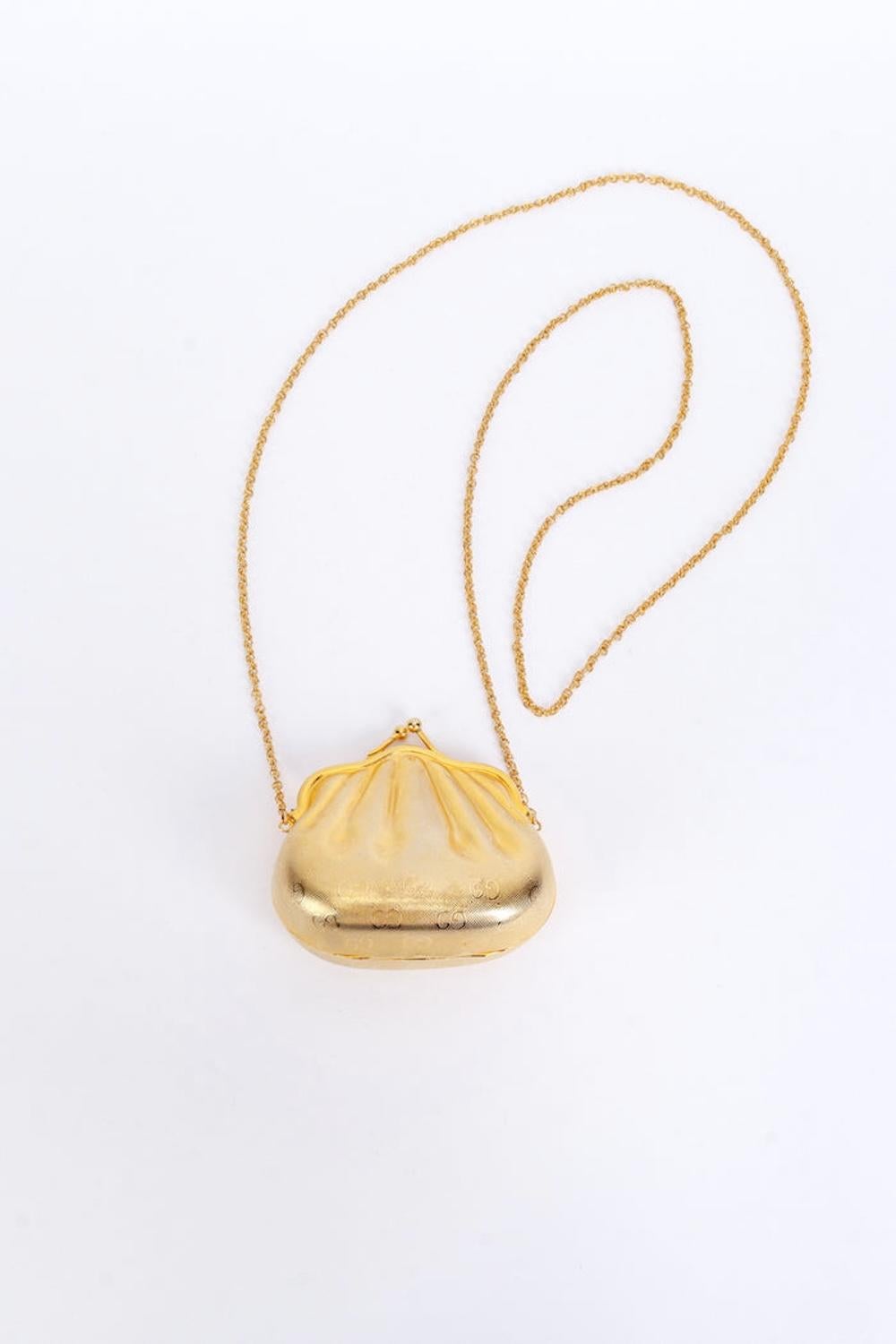 Women's Gucci Gold Monogram Metal Shell Minaudière Bag