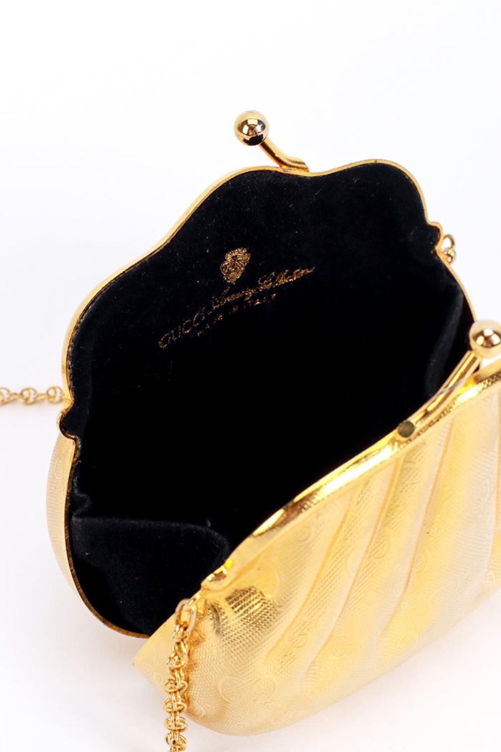 Gucci Gold Monogram Metal Shell Minaudière Bag 3
