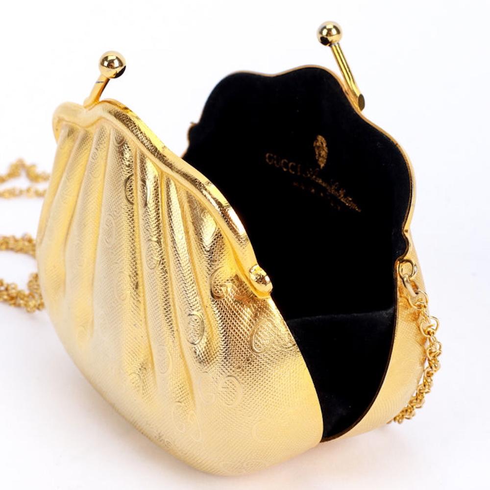 Gucci Gold Monogram Metal Shell Minaudière Bag 4