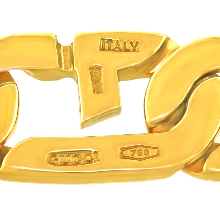 Gucci Gold Necklace with Modernist Gucci Link For Sale at 1stDibs