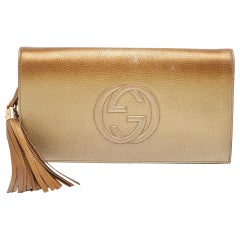 Gucci Gold Ombre Leather Soho Tassel Clutch