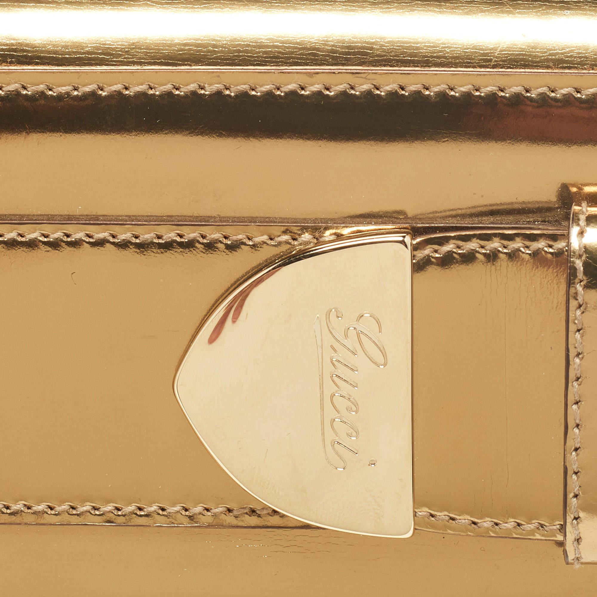 Gucci Gold Lacklederschnalle Continental Brieftasche mit Schnalle 8