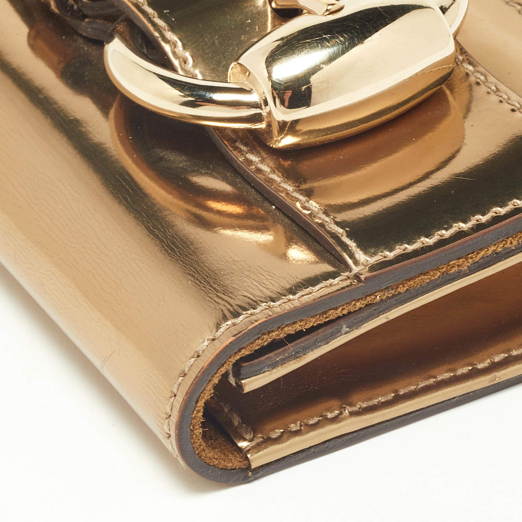Gucci Gold Lacklederschnalle Continental Brieftasche mit Schnalle 2