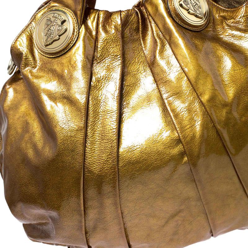 Gucci Gold Patent Leather Large Hysteria Hobo 6