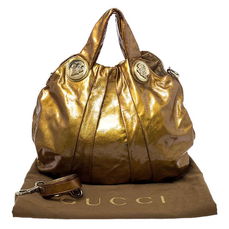 Gucci Gold Patent Leather Large Hysteria Hobo 7