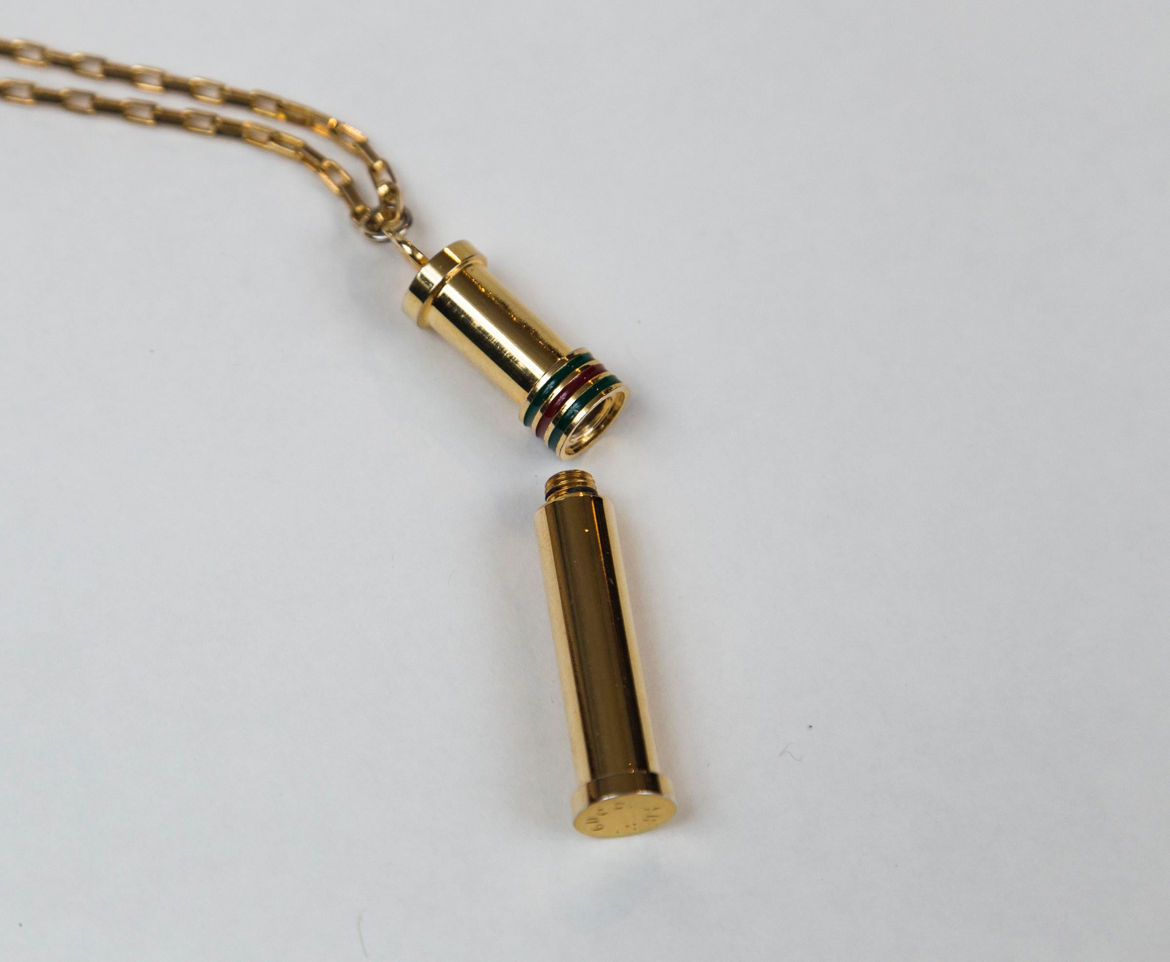 Gucci Gold Perfume Stick Necklace In Good Condition In Westport, CT
