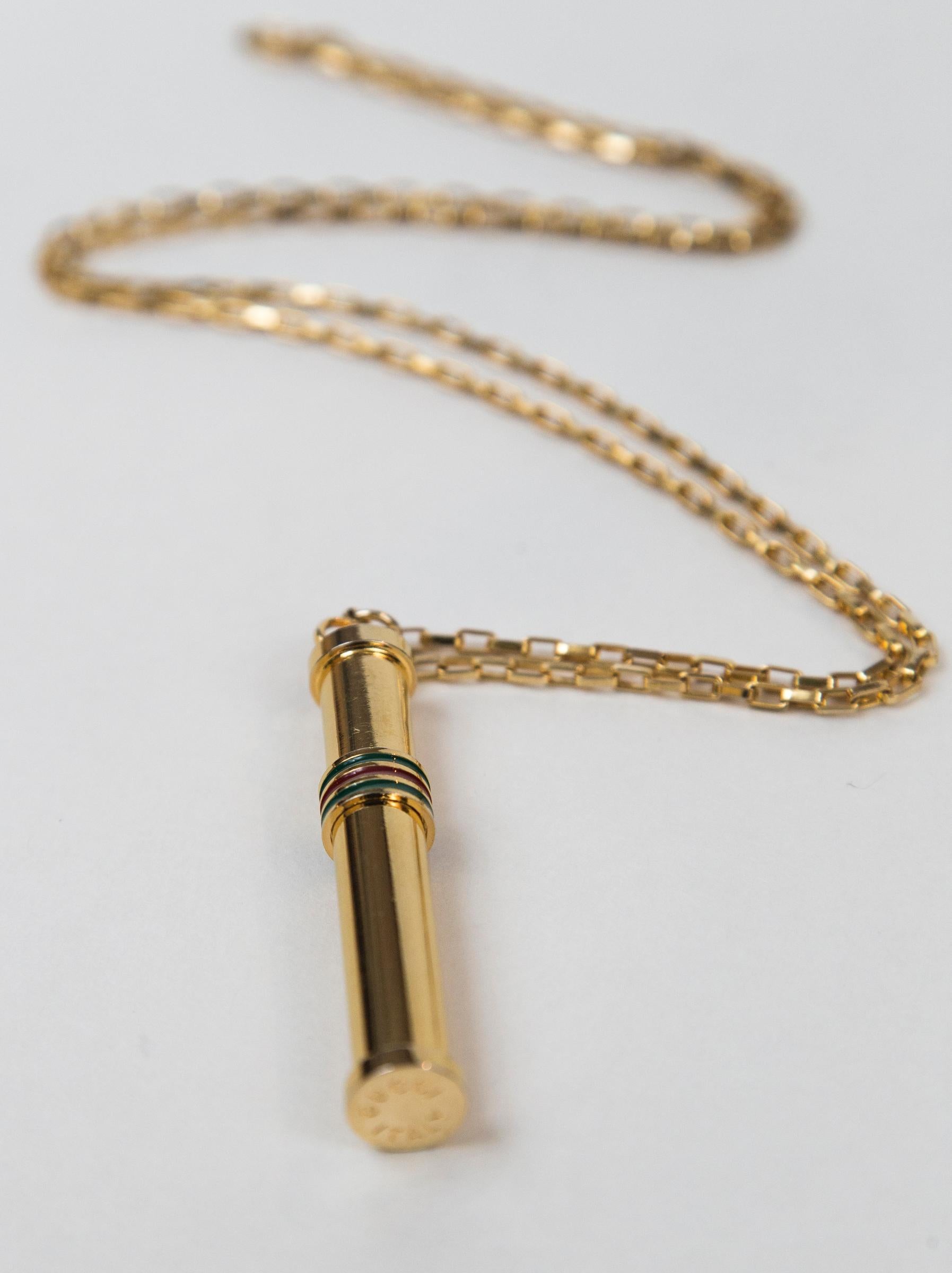 Women's or Men's Gucci Gold Perfume Stick Necklace