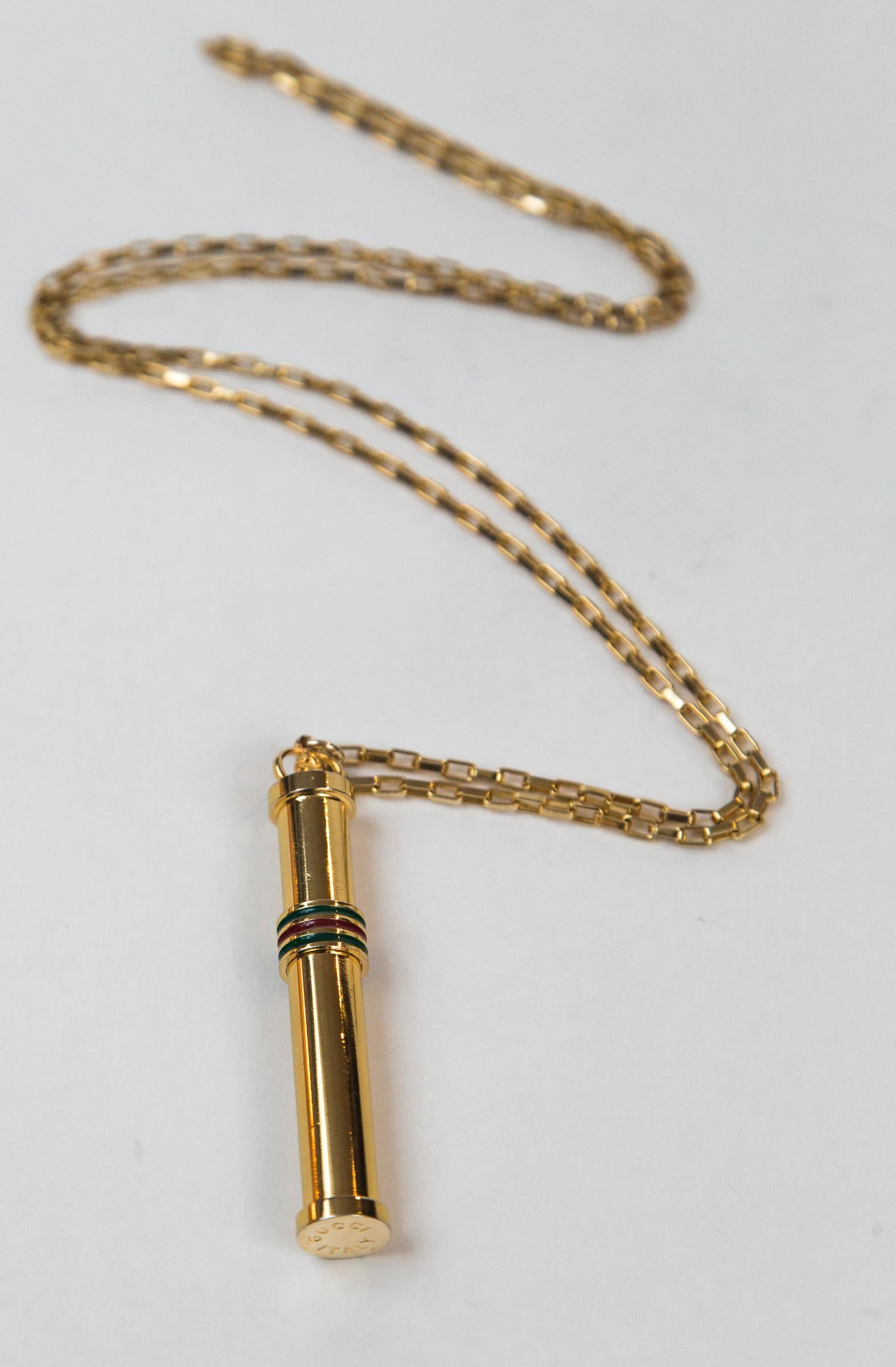 Gucci Gold Perfume Stick Necklace 1