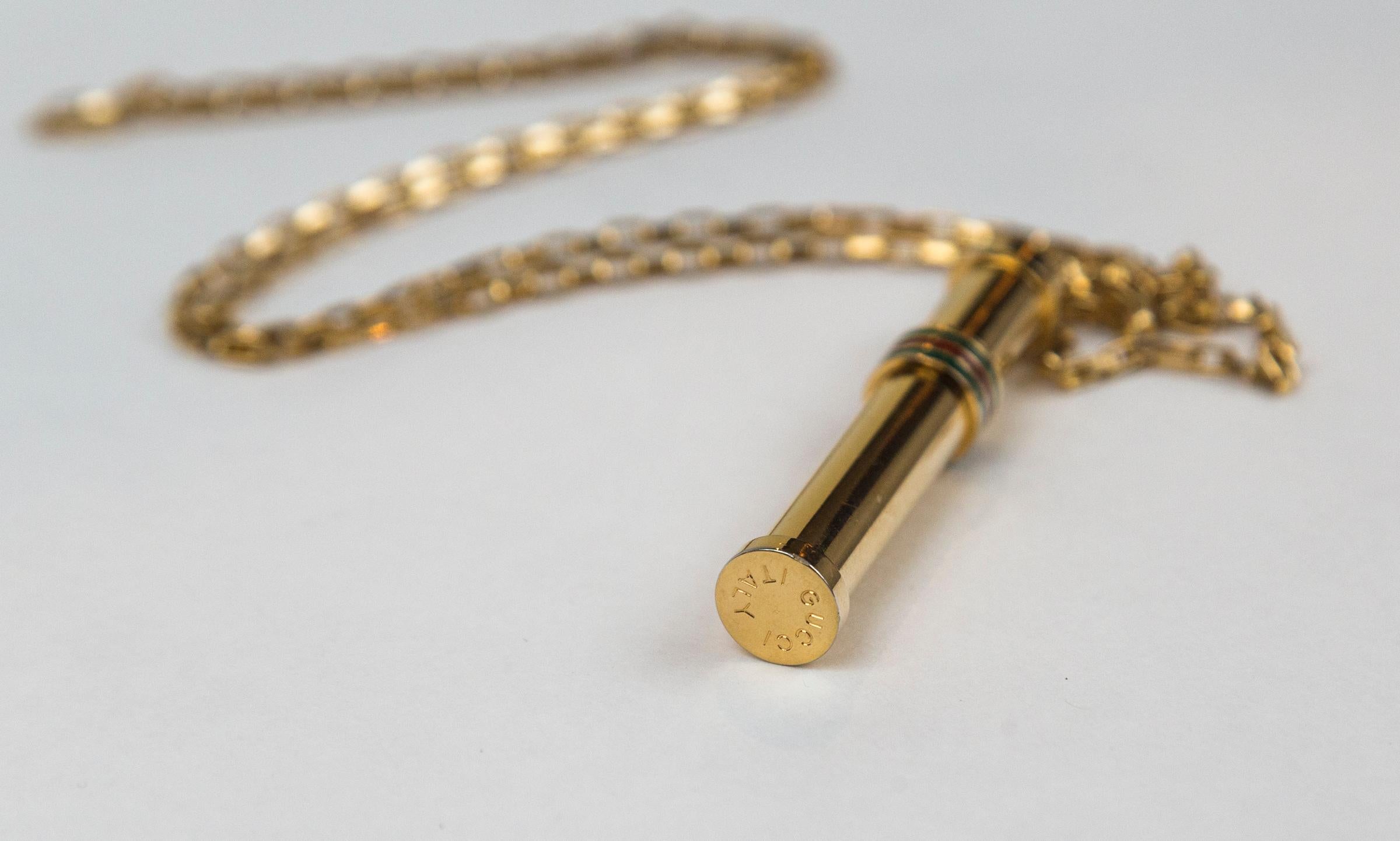 Gucci Gold Perfume Stick Necklace 2