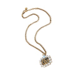 Gucci Gold-Plated  Crystal Double G Pendant