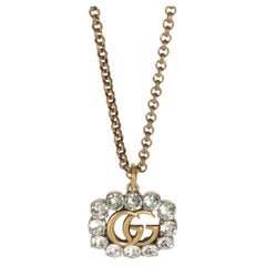 Gucci Gold-Plated  Crystal Double G Pendant