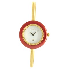 Gucci Gold Plated Interchangeable Bezel Ladies Watch