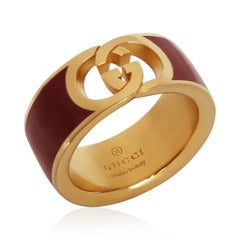 Gucci placcato oro Anello intrecciato con smalto a forma di G