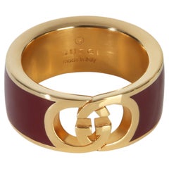 Gucci placcato oro Anello intrecciato con smalto a forma di G