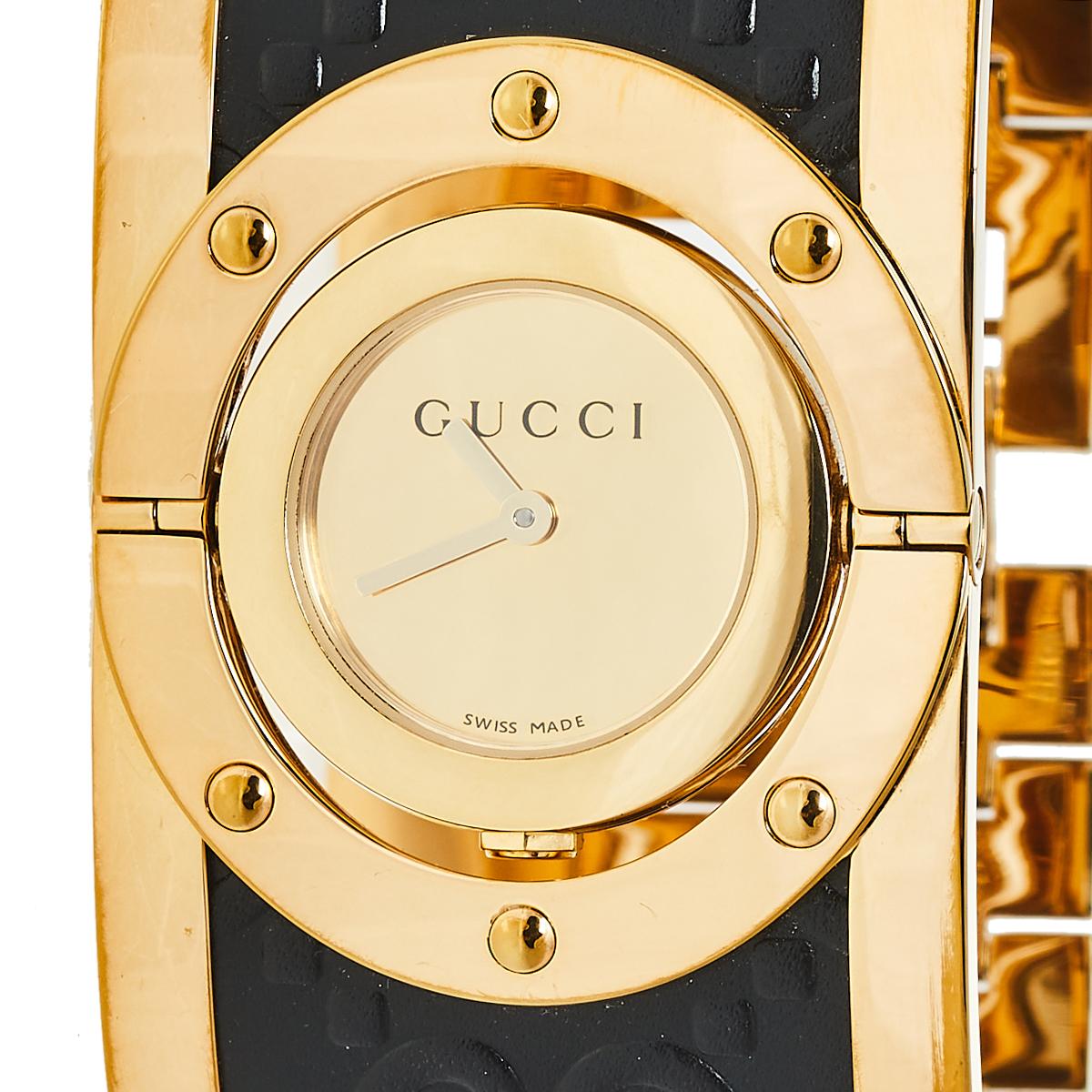 Contemporary Gucci Gold PVD Stainless Steel Twirl YA112444 Women's Wristwatch 23 mm